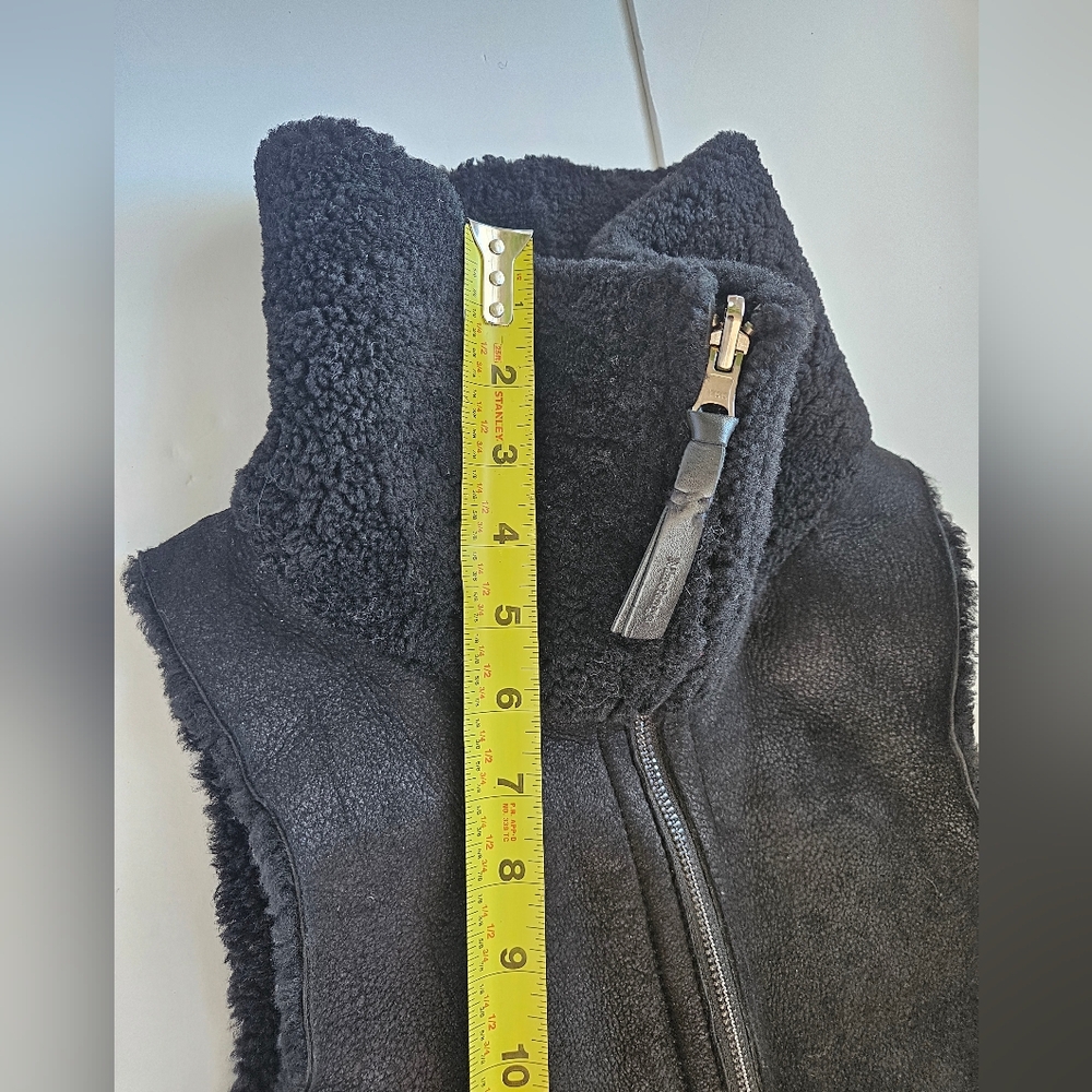 Mackage Vest Lambskin Fur Sheep Skin Dyed Black Shawl Collar Warm Size: X Small - Picture 15 of 17